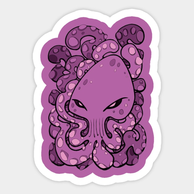 Octopus Squid Kraken Cthulhu Sea Creature - Spring Crocus Pink Sticker by BigNoseArt